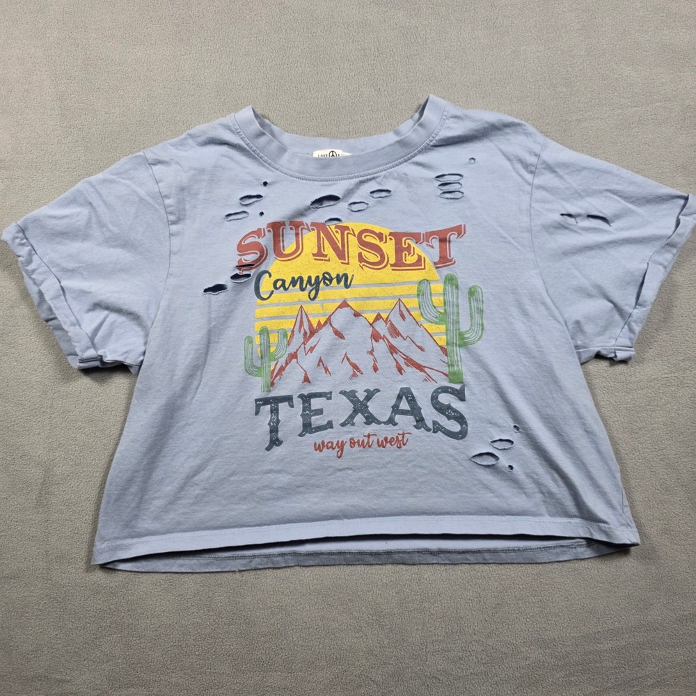 Love & Lazy Days T-Shirt Women Large Blue Sunset Canyon Texas Way Out West Light - Picture 2 of 7